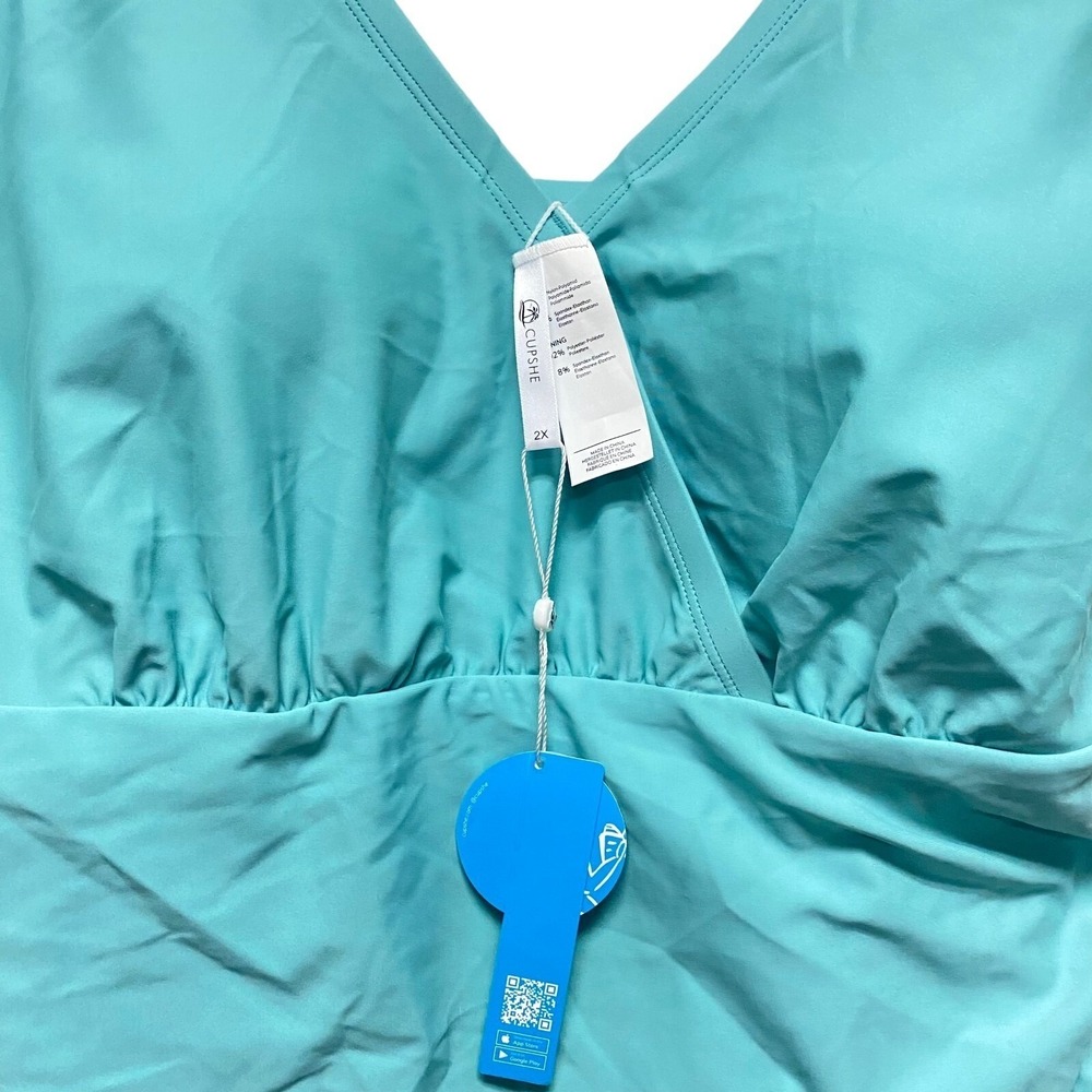 CUPSHE Woman's Sz 2X Teal Blue Cut Out One Piece Swimsuit Padded - Picture 2 of 9
